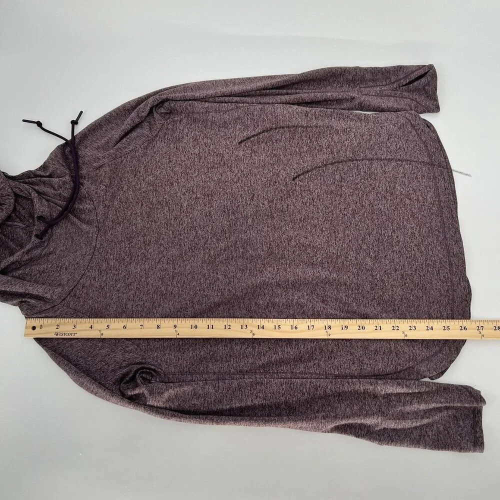 Athleta Womens Uptempo Hoodie Sweatshirt Size M Heathered Mauve Long Sleeve Gym